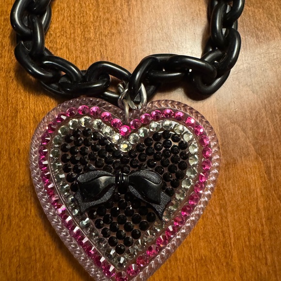 Heart Pendant Necklace with Black Chain - Picture 2 of 3
